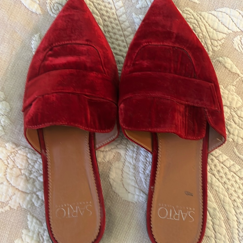 Red velvet slip ons size 9.5